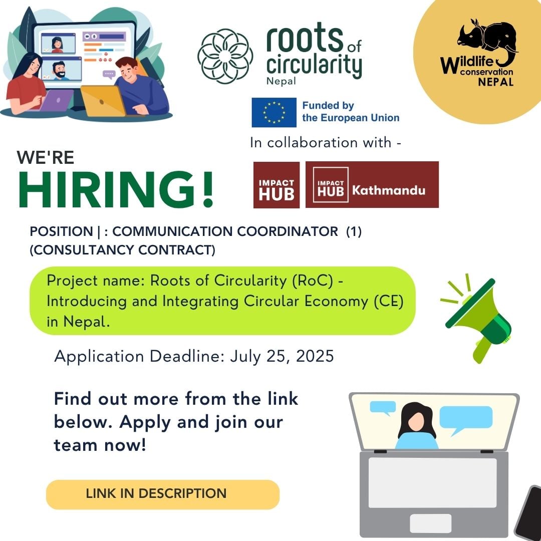 Vacancy Announcement for Communications Coordinator, Roots of Circularity Project.